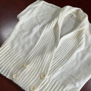 VTG Womens Bentley Knit Two Button White Cottage WARM Cardigan Sweater (Large)